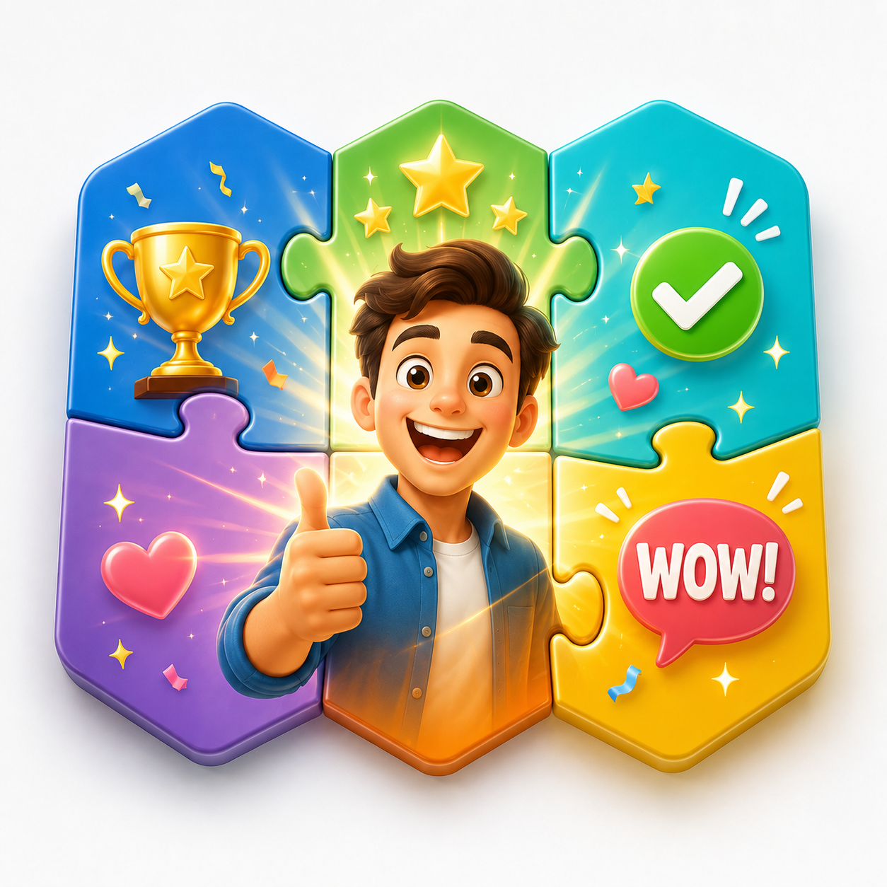 ภาพด้านหน้าของ Success Puzzle ที่สื่อความว้าว ความสำเร็จ และคุณค่าที่ผู้ใช้ได้รับ